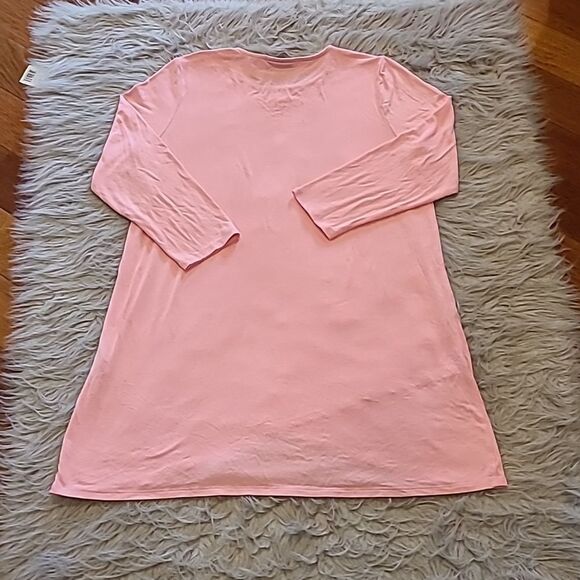 J‎ jill wearever collection pink rayon stretch long sleeve long flowy shirt - Picture 5 of 7